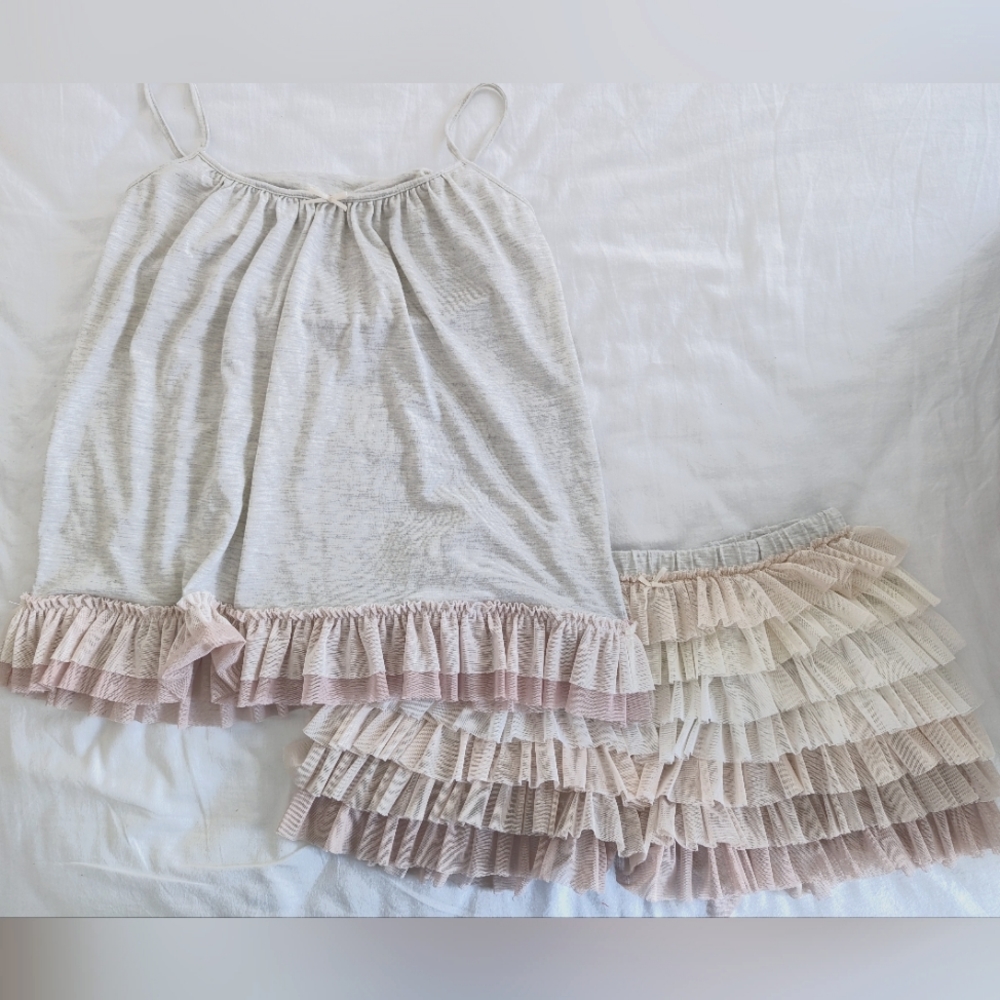 USED gelato pique set top camisole and shorts grey pink gradation